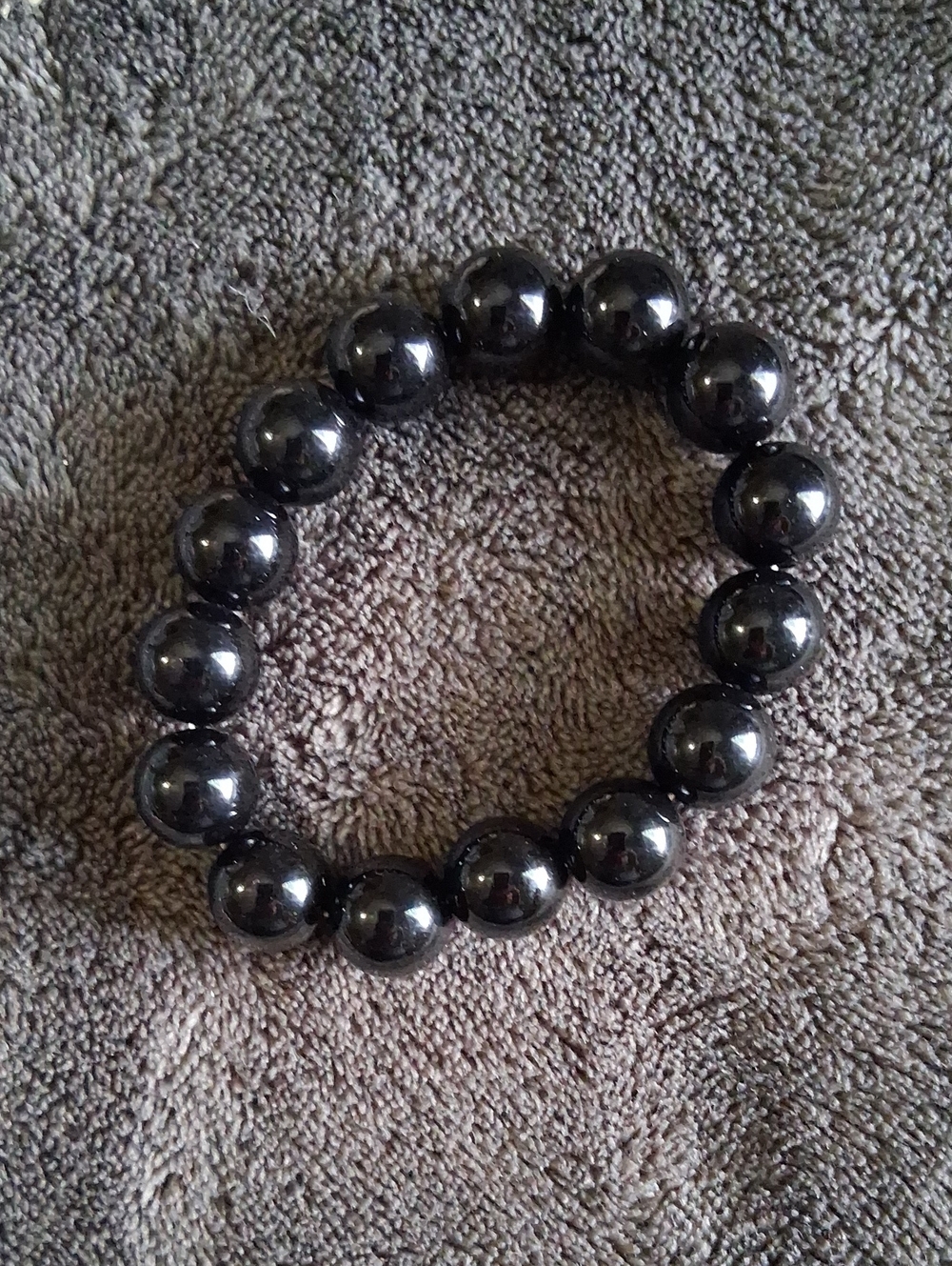 Black Beaded Men’s Stretch Bracelet - Unbranded